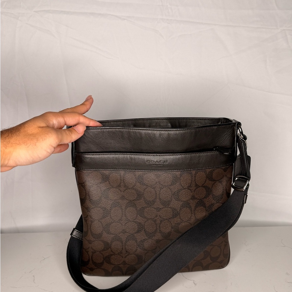Coach Dark Brown Signature Messenger Bag
